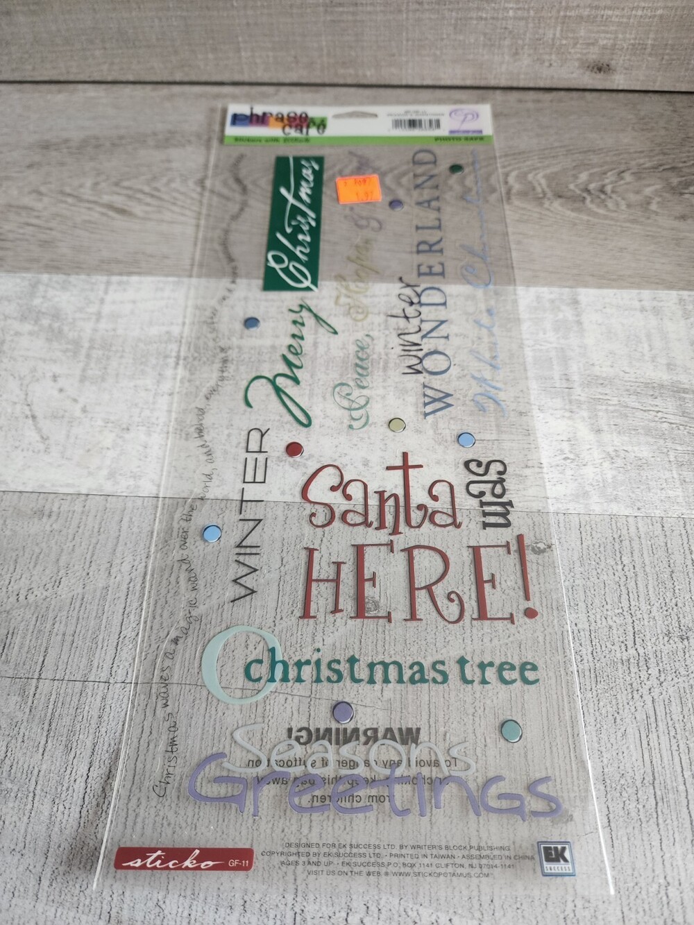 Christmas Phrases Santa Scrapbook Stickers Large Sheet Sticko New #47